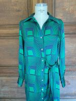 Viscose-Kleid mit grafischem Muster in Grün und Blautönen von ottod'Ame